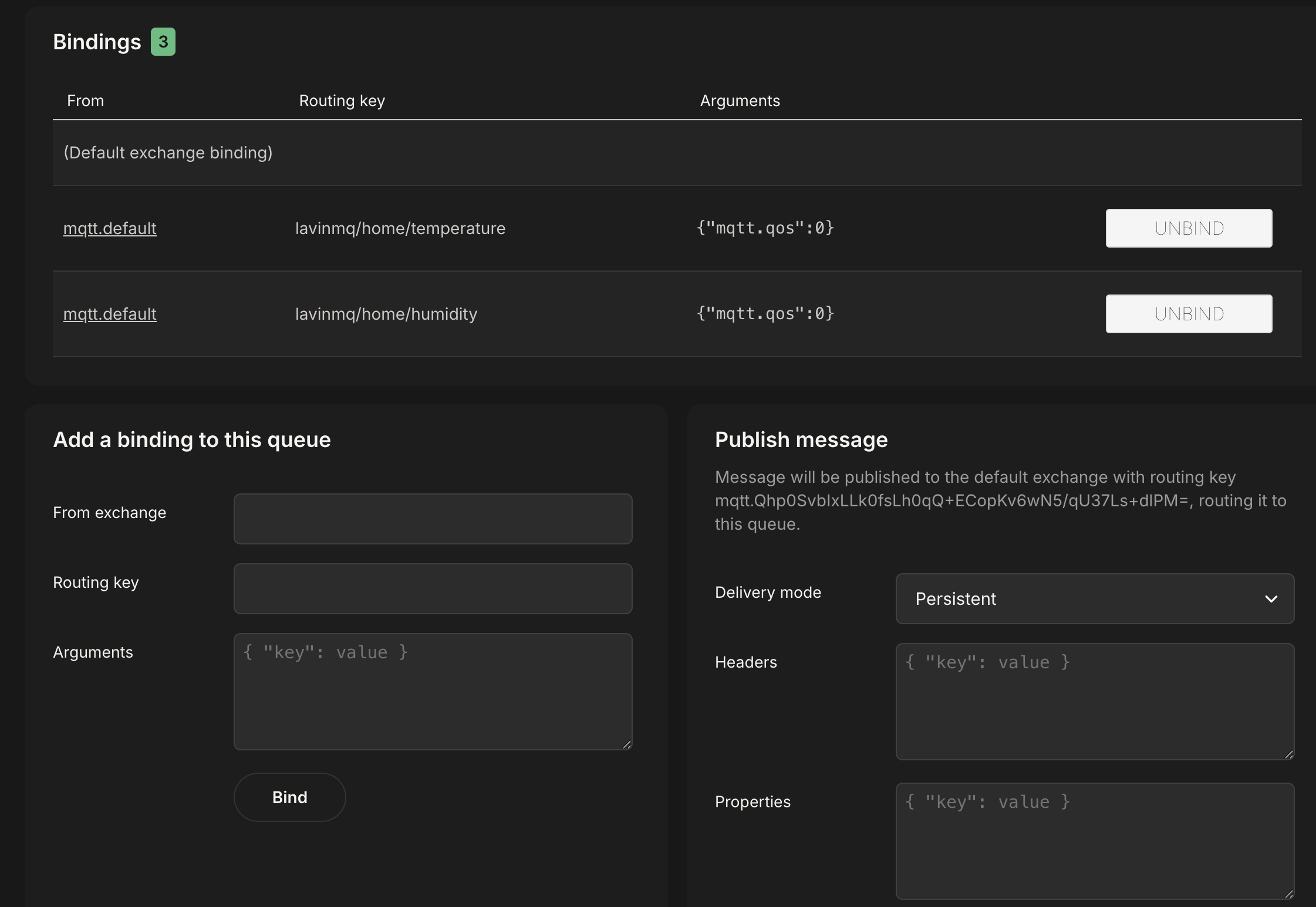 LavinMQ managment interface