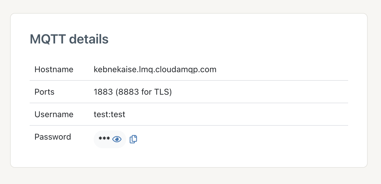 LavinMQ credentials