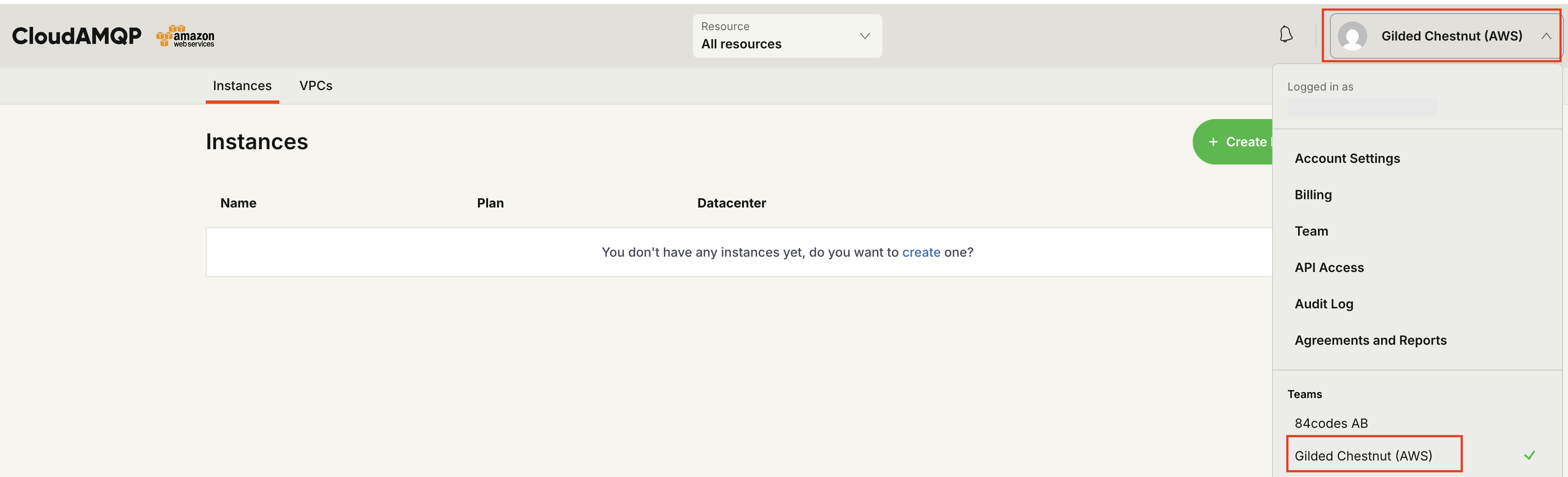 select team associated with your AWS Marketplace subscription.