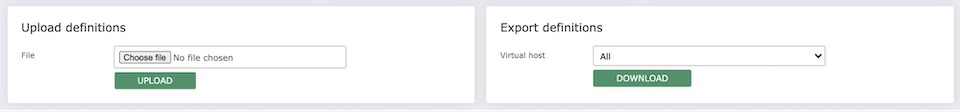 Upload and export definitions in LavinMQ management interface